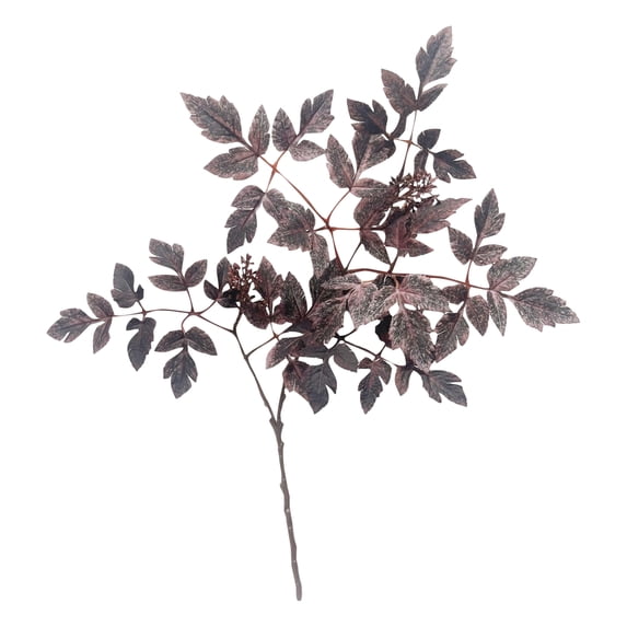 Single Artificial Cimicifuga Leaf Stem, 23‑33 Inch Faux Plum-Purple Fall Foliage Branch, Realistic Autumn Decorative Stem for Vase, Table Centerpiece,Halloween Home Decor,B
