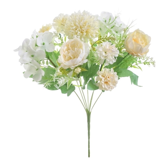 Single Artificial Flower Realistic Faux Rose Gold Bloom, Fade Resistant Fake Flower for Indoor Outdoor Wedding Decor(White)