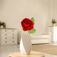 thumbnail image 1 of Single Artificial Red Rose 21 Inch Realistic Silk Flower For Anniversary Wedding Home Decor Classic Long Stem Hyper Realistic Faux Rose For Vase Arrangement, 1 of 9