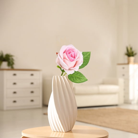 Single Artificial Red Rose 21 Inch Realistic Silk Flower For Anniversary Wedding Home Decor Classic Long Stem Hyper Realistic Faux Rose For Vase Arrangement