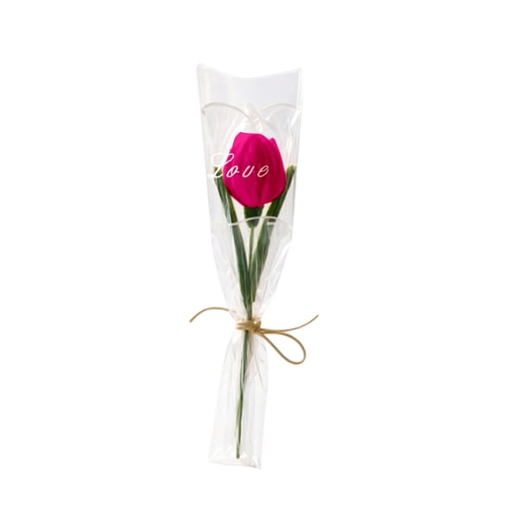 Single Artificial Tulip Bouquet with Gift Bag, Fake Flower for Valentine'S Day, Simulated Tulip in Jute Wrap, Home Decor Wedding Favor, Bouquet*1 Piece