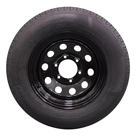 (Single Assembly) Antego Tire and Wheel 205/75R15 Trailer Tire Reinforced 8-Ply-Ply Design, 15.0-Inch Rim Built for Long-Distance Hauling & Stability | A15604520096108ST20575R15