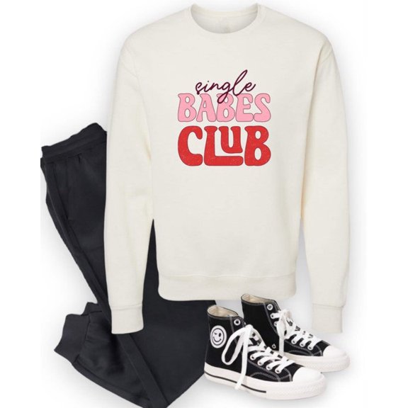 Single Babes Club Crew Neck Graphic Sweatshirt