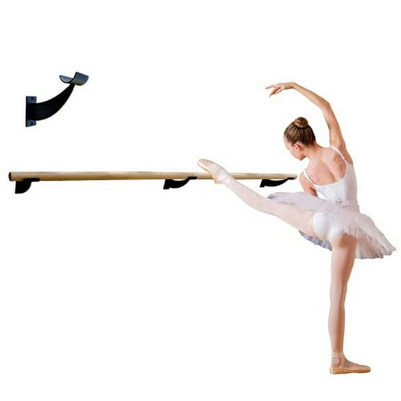 Single Ballet Open Bracket Fixed Height Wall Mount Ballet Barre 1 Bracket Bracket System for 1.5" to 2.0" Diameter for Wooden Dowels (Black)