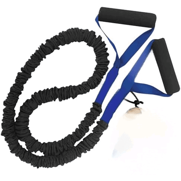 Single Bands, Heavy Duty Resistance Bands - Covered Tube Exercise Band with Padded Handles - Ideal for Gym & Home Dynamic Workouts and Training - Made in The USA - Blue, Heavy 25lb