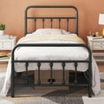 Single Bed Frame with Headboard, No Springs Required, Mattress