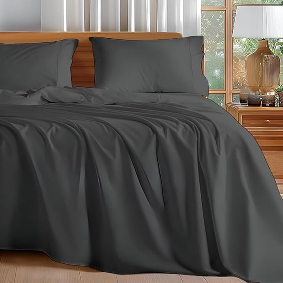 Single Bedsheets For Microfiber Plain Dark Grey Solid Bed Sheet With 2 Matching Pillow Covers Ultra Soft - 60 X 90 Inches | Comfort Fabric Bedsheet Home, Hotel & Guest House