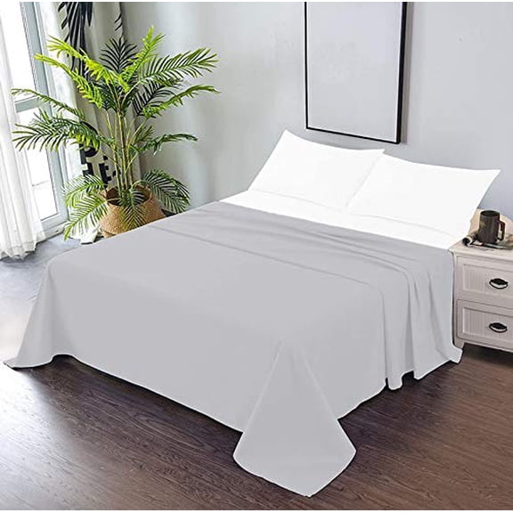 Single Bedsheets Size - 60 X 90 Inches, Grey | 750 Thread Count Sateen Finish Luxuries - Ideal For Guest Room, Hotel Quality | 1 Piece Bed Sheet