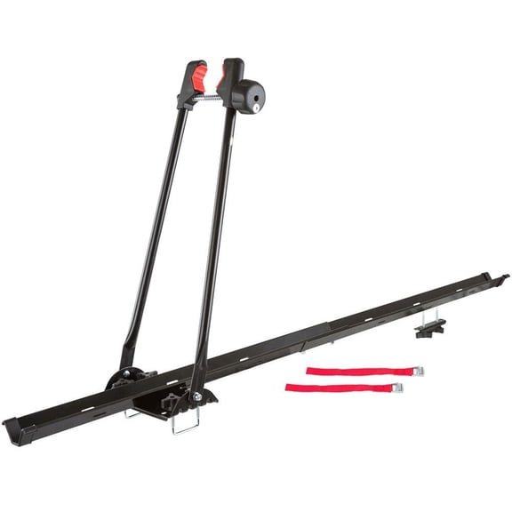 Single Bike Roof Rack with Locking Mechanism, Heavy Duty Steel Design, Fits 25 lbs Bicycle, Easy Installation on Existing Cross Bars, Black