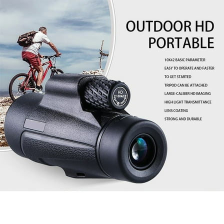 Single Binoculars Mini 10x42HD High Power HD Low Light Level Night Vision