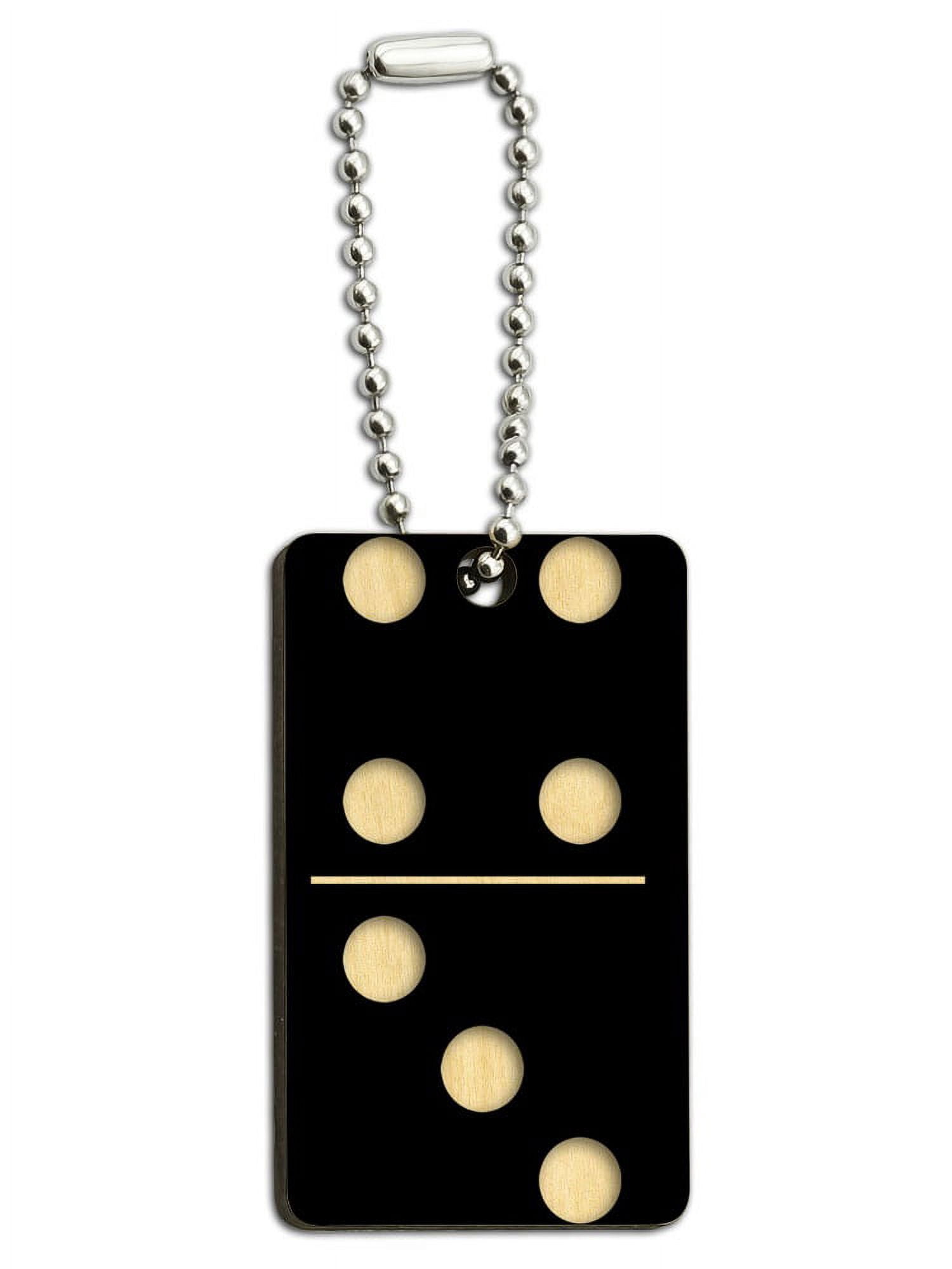 Single Black Domino - Game Dominoes Wood Rectangle Key Chain - Walmart.com
