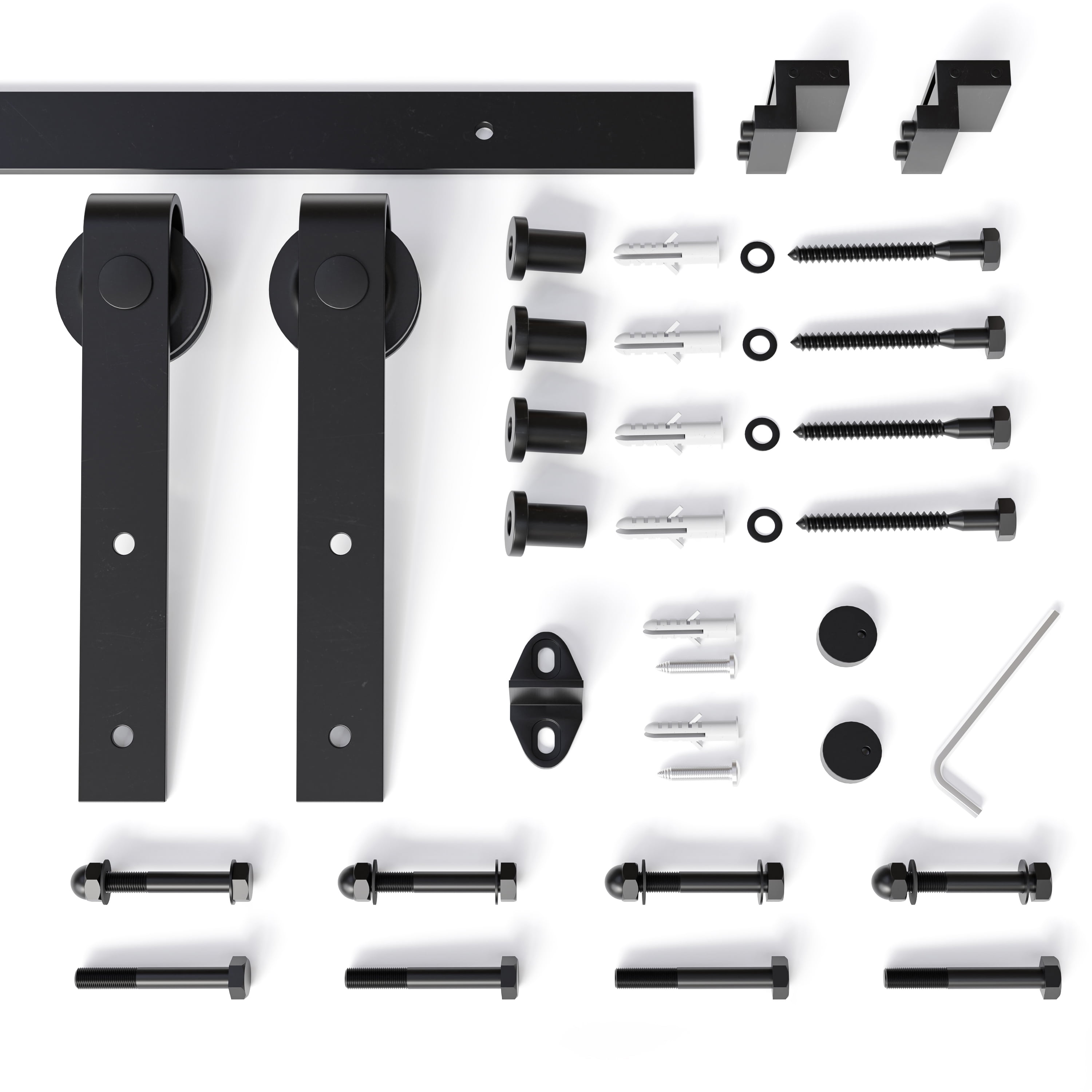 Single Black Sliding Barn Door Kit Track Hardware Heavy Duty J Shape