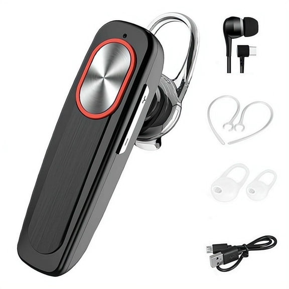 Single Bluetooth Headset – 100 Day Standby, 32H Playtime – Hands-Free Earpiece For Truckers, Delivery Drivers