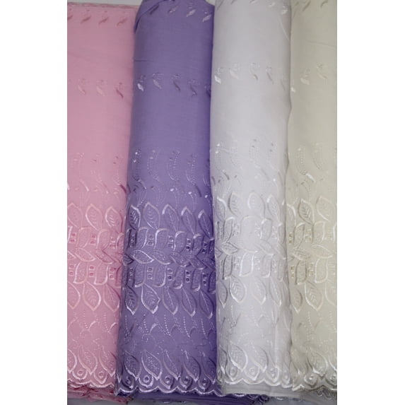 Single Border Eyelet Fabric, 42" wide, polyester/cotton blend, sells by the yard, Lt. Pink