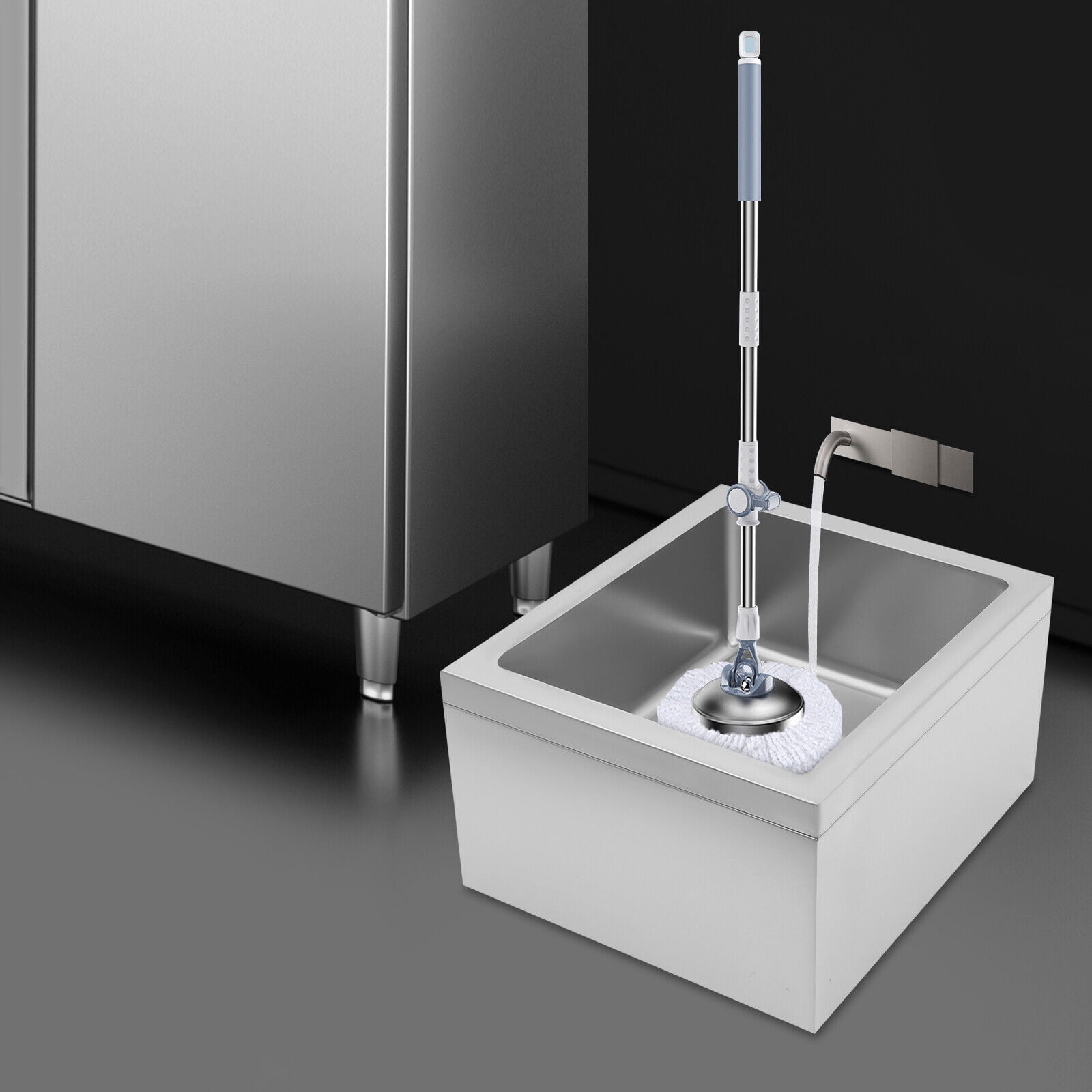 Single Bowl Commercial Sink, Silver 304 Stainless Steel Free Standing Utility Sink, Restaurant Kitchen Sink