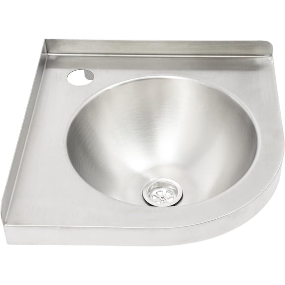 Single Bowl RV Sink 12x12in Corner Utility Sink for RV Bar & Kitchenette 304 Brushed Steel with Drain Pipe & Mounting Brackets Space-Saving Small Sink
