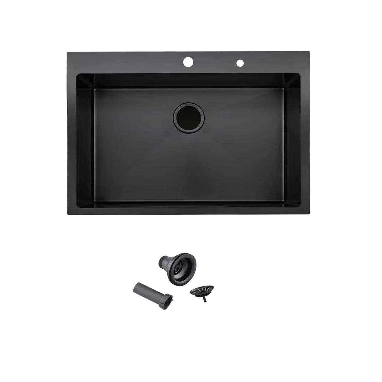 Single Bowl Top Mounted Black Nano Kitchen Sink – Bottom Mounted Design,Soap Dispenser,Drain Assembly Set For Modern/Classic Kitchen