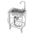 thumbnail image 1 of Single Bowl Freestanding Sink, Stainless Steel Utility Sink with Bracket, Large Capacity Washing Basin for Home Kitchen Bar Backyard BBQ Use, 1 of 17