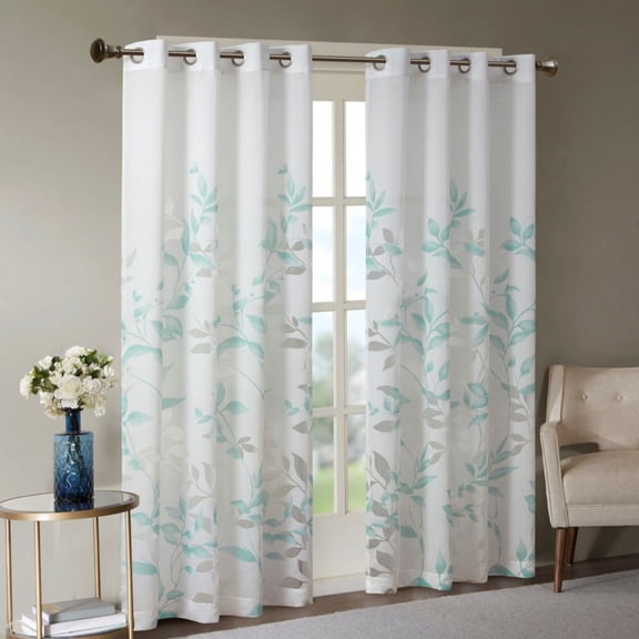 Single Box Burnout Printed Curtain Panel Only 1 Pc Panel 50x84 Inches Grommet Top Modern Botanical Print From China