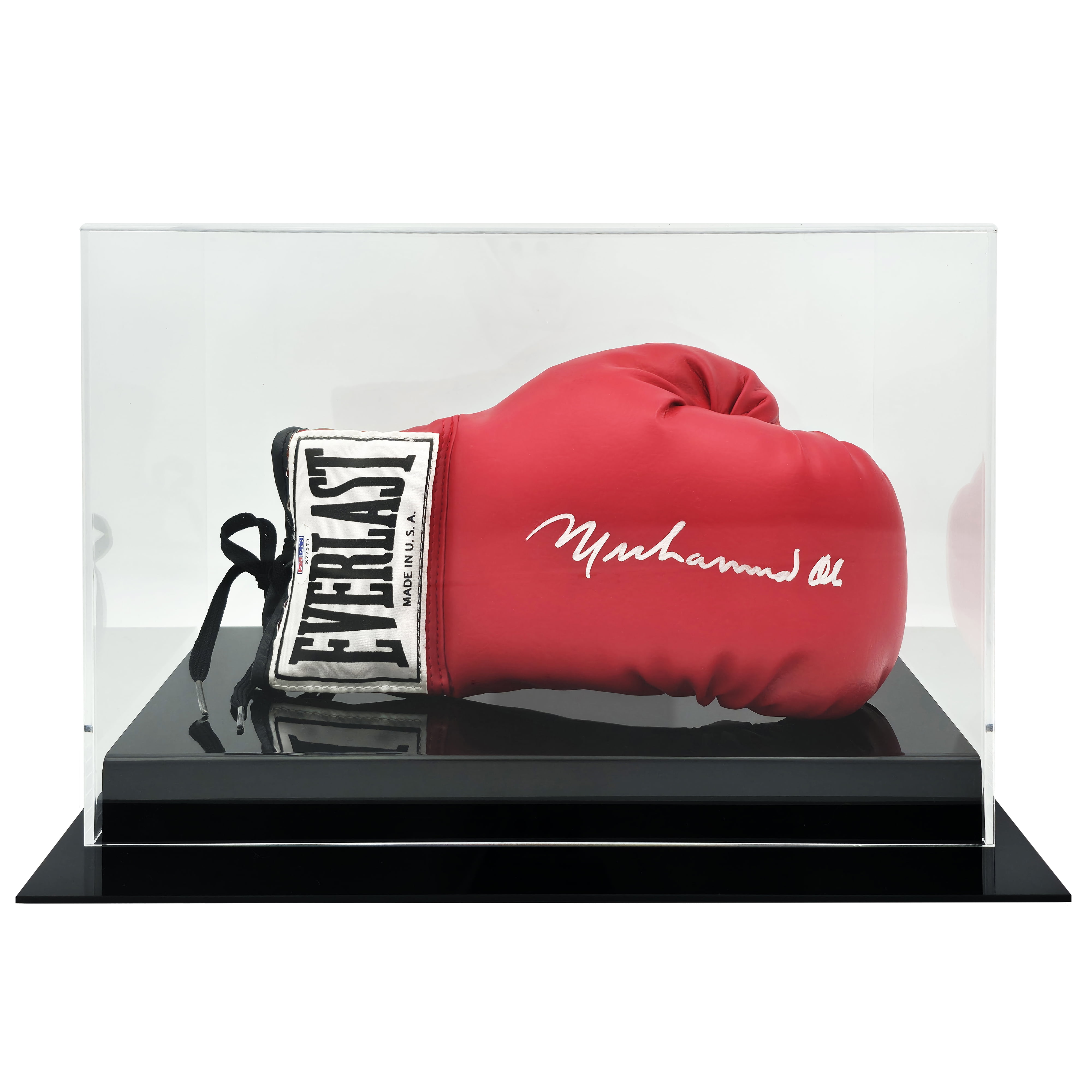 Display case met spiegelbodem voor bokshandschoen - De Hand Van Maradona