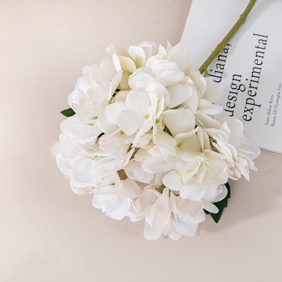 Single Branch Artificial Hydrangea, Cream White Simulation Flower for Home Decor, Faux Silk Stem for Wedding & DIY Floral Centerpieces