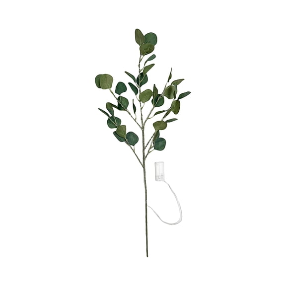 Single Branch Leaf Decoration with LED Light,Battery Operated Artificial Twig Lamp,Indoor Holiday Table Desk Ornament,Warm White 34 Inch Green