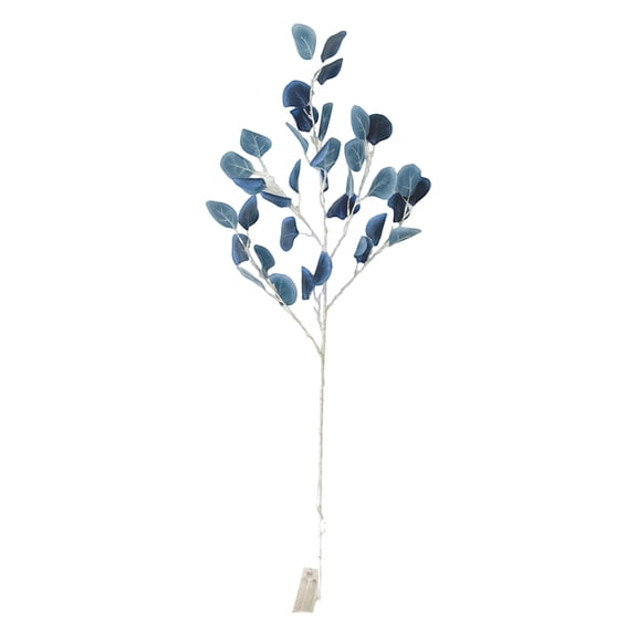 Single Branch Leaf Decoration with LED Light,Battery Operated Artificial Twig Lamp,Indoor Holiday Table Desk Ornament,Warm White 34 Inch Navy
