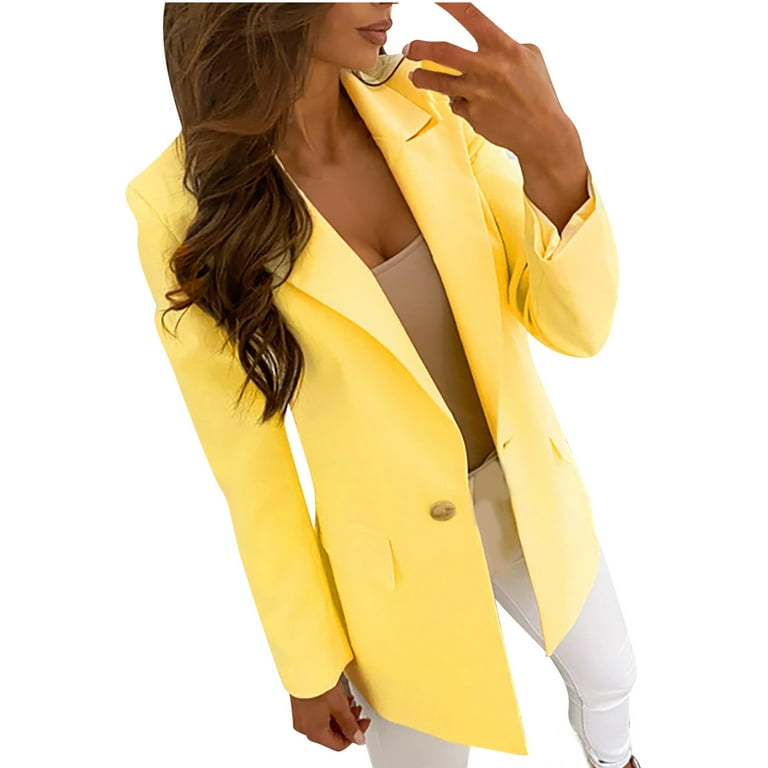 UPPADA Single Breasted Blazers for Women Solid Suit Jackets Open Front Long  Sleeve Outerwear Tops with Pockets Casual Blazer 