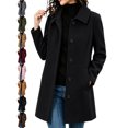 thumbnail image 1 of Single Breasted Wool Coat for Women Lapel Collar Long Sleeve Mid Length Casual Winter Outerwear, 1 of 8