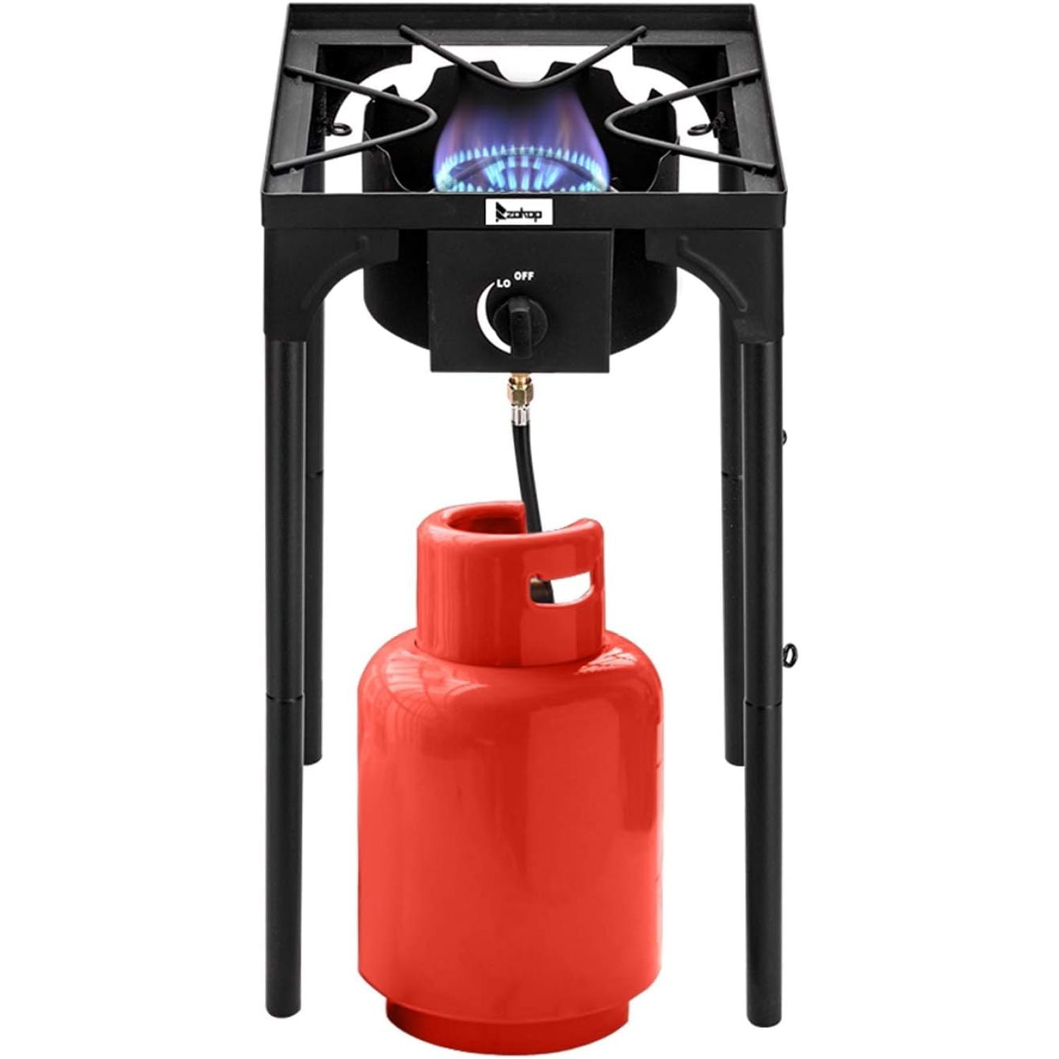 Single Burner Camp Stove, Outdoor Camping Stove 1 Burner Propane Cooker w/Detachable Legs & CSA Regulator for Camp Paito RV, Cast Iron, 75,000 BTU