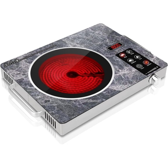 Single Burner Ceramic Cooktop, Portable 1800W Electric Stove, Countertop Burner for Cooking, Plug in Kitchen Hot Plate, Temperature Adjustable Compact Hob Camping Stoves