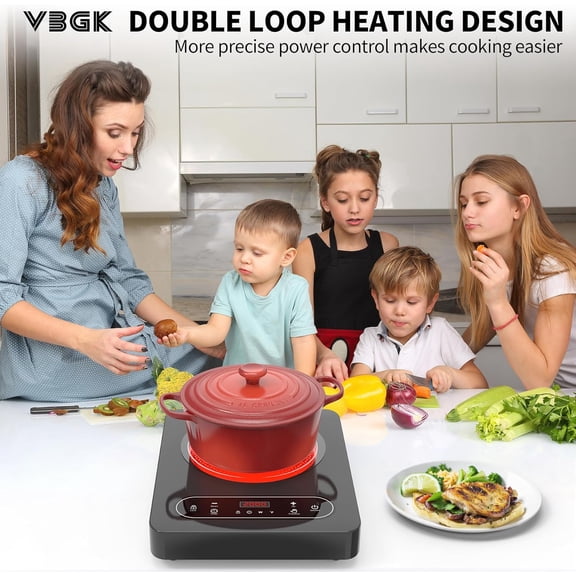 Single Burner Electric Cooktop, 110V 1800W Electric Stove Top with LED Touch Control, 10 Power Levels, 4h Timer, Safety Lock, Portable cooktop, Overheat protection