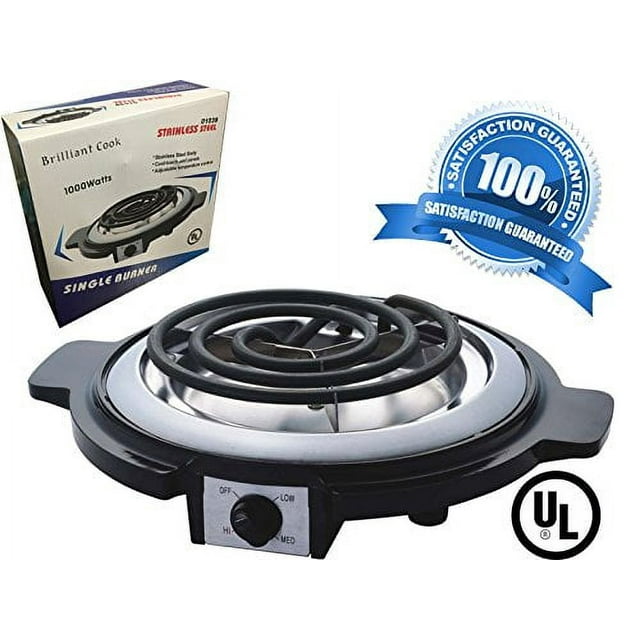 Single Burner Electric Hot Plate Black Single Counter Burner 1000 Watt