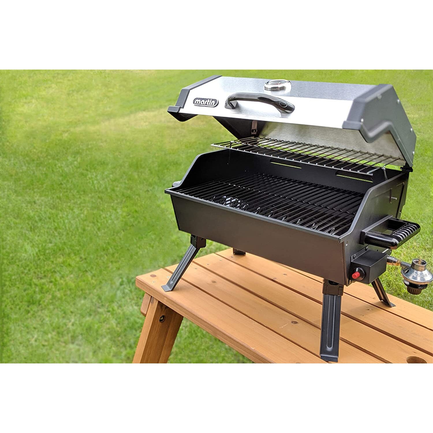 Single Burner Free Standing Liquid Propane 14000 BTU Gas Grill, Grate
