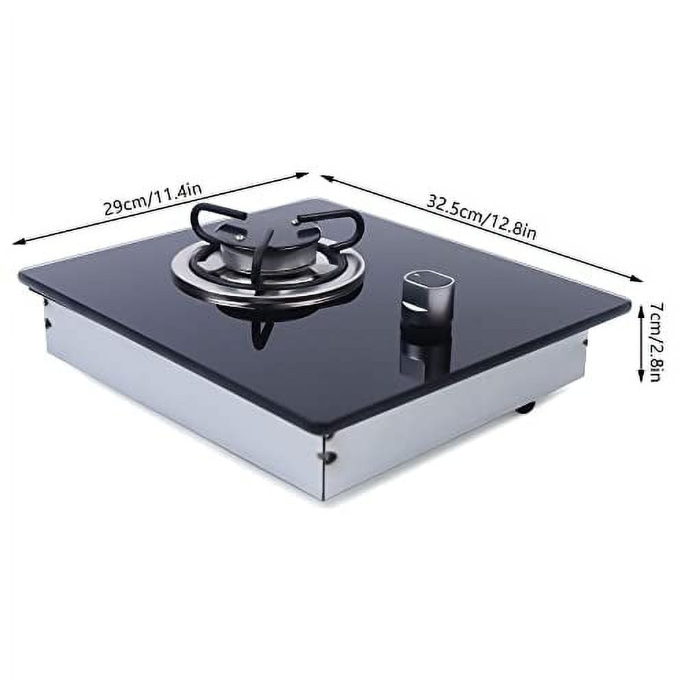 Single Burner Gas Cooktop RV Camper Gas Cooktop One Burner LPG Stove Hob W/Tempered Glass Knob-Control LPG Gas Cooktop for Apartment Outdoor RVs