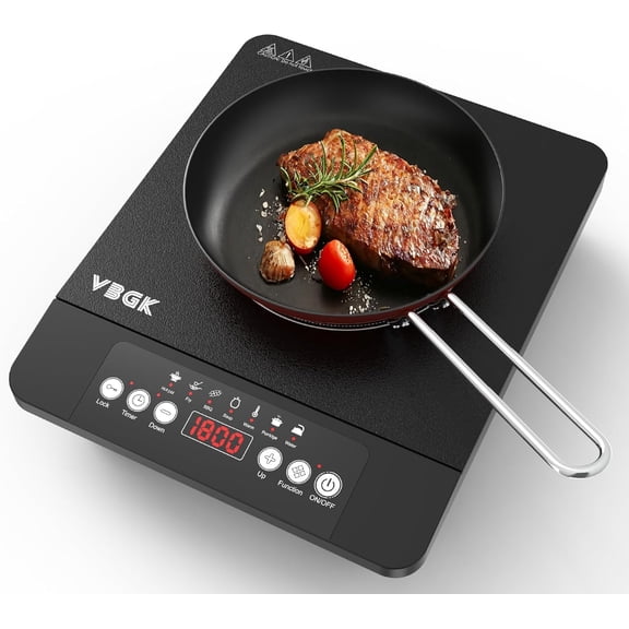 Single Burner Induction Cooktop 1800W 110V with LCD Touch Control 7 Temperature Levels up to 518 F Safety Lock and 4-Hour Timer Bestseling