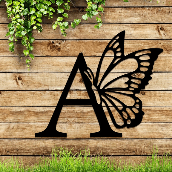 Single Butterfly Monogram iron Wall Art Sign Custom All Letters Wedding Backdrop Home Wall Decor Housewarming Gift DIY Wedding Sign Christmas Halloween New Year Home Decor