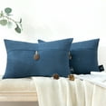 thumbnail image 1 of Single Button Series Decorative Throw Pillow Cover, Polyester pillow Cusion for Couch, 12" x 20", Dark Blue, 2 Pack, 1 of 5
