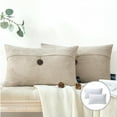 thumbnail image 1 of Single Button Series Farmhouse Rectangle Decorative Polyester Throw Pillow Cusion for Couch, 12" x 20", Beige, 2 Pack, 1 of 4