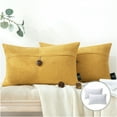 thumbnail image 1 of Single Button Series Farmhouse Rectangle Decorative Polyester Throw Pillow Cusion for Couch, 12" x 20", Yellow, 2 Pack, 1 of 4