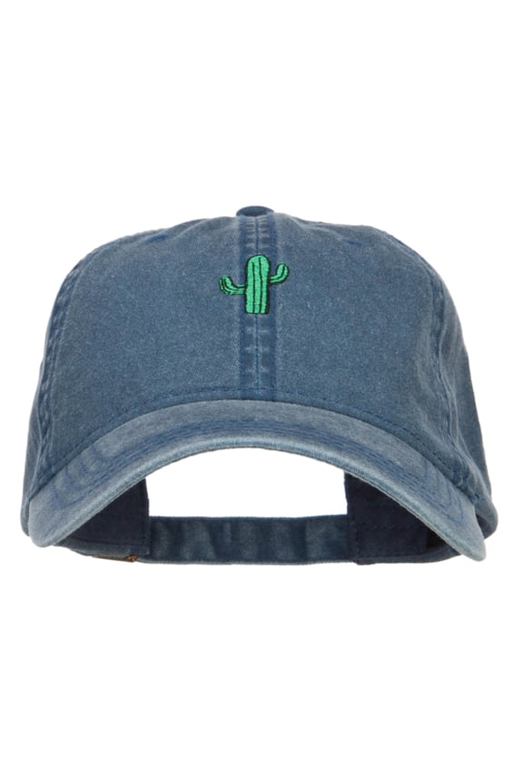 Single Cactus Embroidered Washed Cap - Navy OSFM
