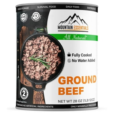 (Single Can) MOUNTAIN ESSENTIALS Canned Ground Beef 28 Ounce Cans Fully Cooked | Ready to Eat | No Water Added | No Preservatives | Survival & Emergency Food For Hiking, Backpacking & Camping