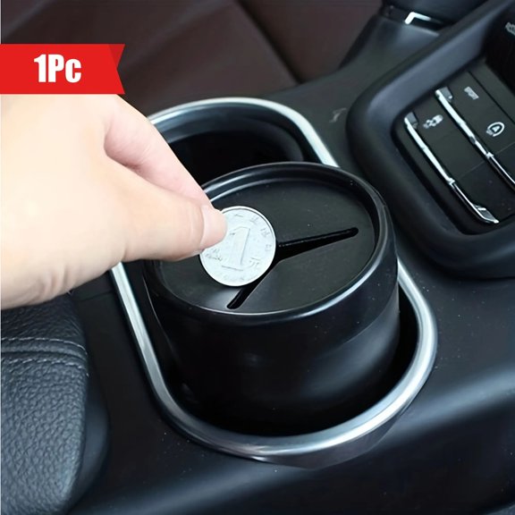 Single Car Storage Box Featuring a Convenient Lid, Compartments for Coins, a Trash Receptacle, And a Cup Holder. It Boasts a Lightweight Yet Durable Design, Suitable for Vehicle Consoles