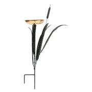 Single Cattail Bird Bath - Black Powdercoat