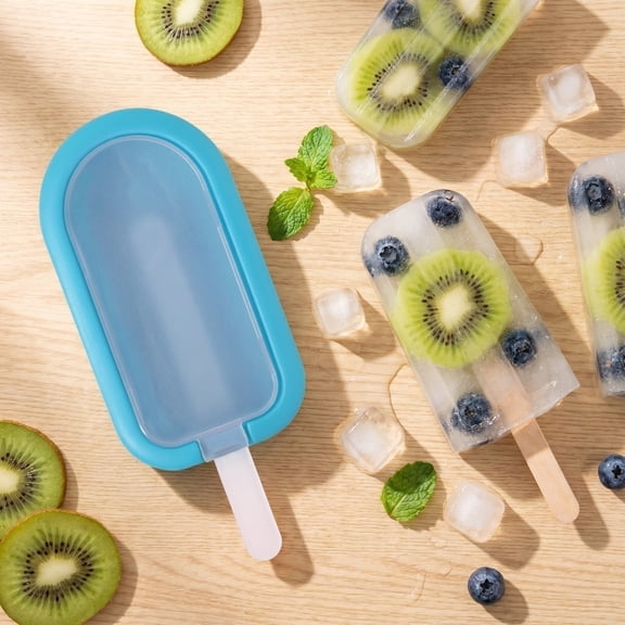 Single Cavity Oval Silicone Popsicle Molds with Built-in Sticks, Reusable Easy Release Ice Cream Bar Mold, BPA-Free Homemade Fruit Juice Yogurt Ice Pop Maker, Multi Colors Available