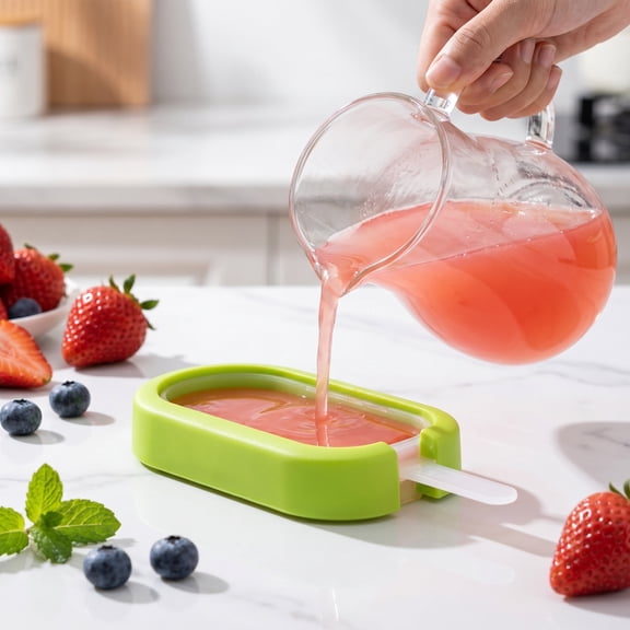 Single Cavity Oval Silicone Popsicle Molds with Built-in Sticks, Reusable Easy Release Ice Cream Bar Mold, BPA-Free Homemade Fruit Juice Yogurt Ice Pop Maker, Multi Colors Available