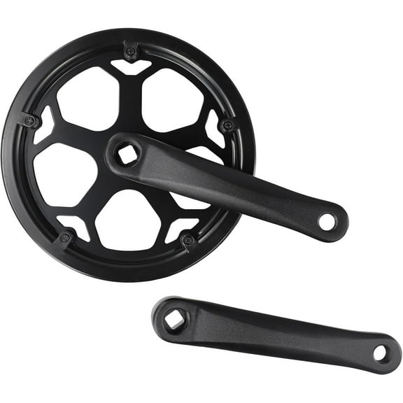 Single Chainring Bicycle Crank-Arm Set, 48T 40T 52T 170mm Crankset Square Taper, Single Chain Wheel and Replacement Chain Guard for Electric Bike,Bicycles, Folding Bicycle(48T)