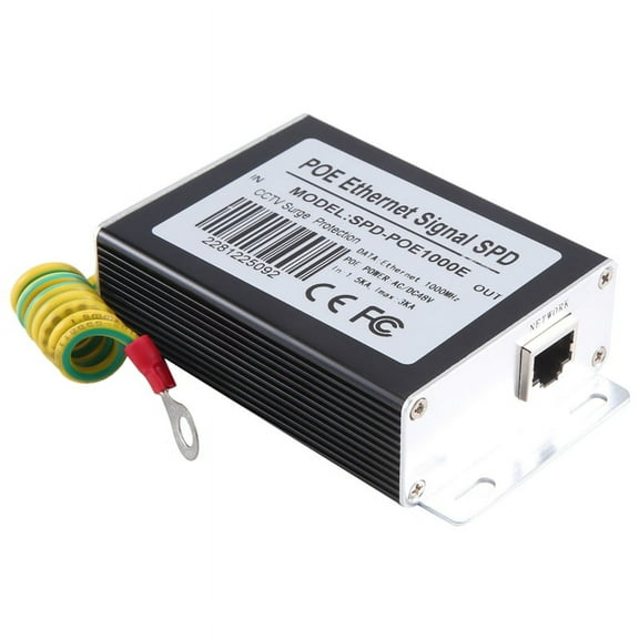Single-Channel Gigabit POE POE Ethernet Signal SPD Network Surge Protector 1000Mbps SPD Preventer for CCTV IP Cameras,1 x POE ethernet signal SPD,Black