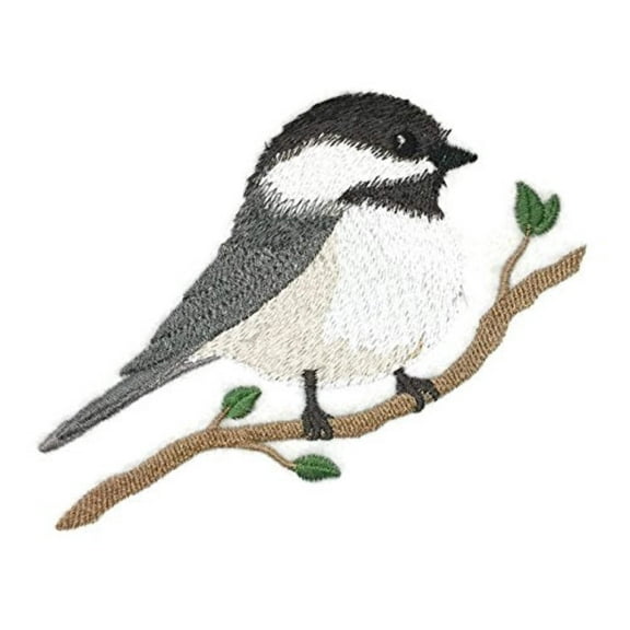 Single Chickadee Bird Embroidered Iron on/Sew patch [5" X 4.5"]
