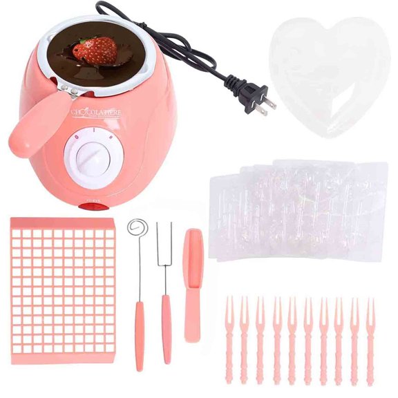 Single Chocolate Melting Pot Electric Fondue Melters DIy Durable Baking Hot Chocolate Melting Pot Electric Fondue Melter Machine Set DIY Tool Kitchen Machine Pink Y101